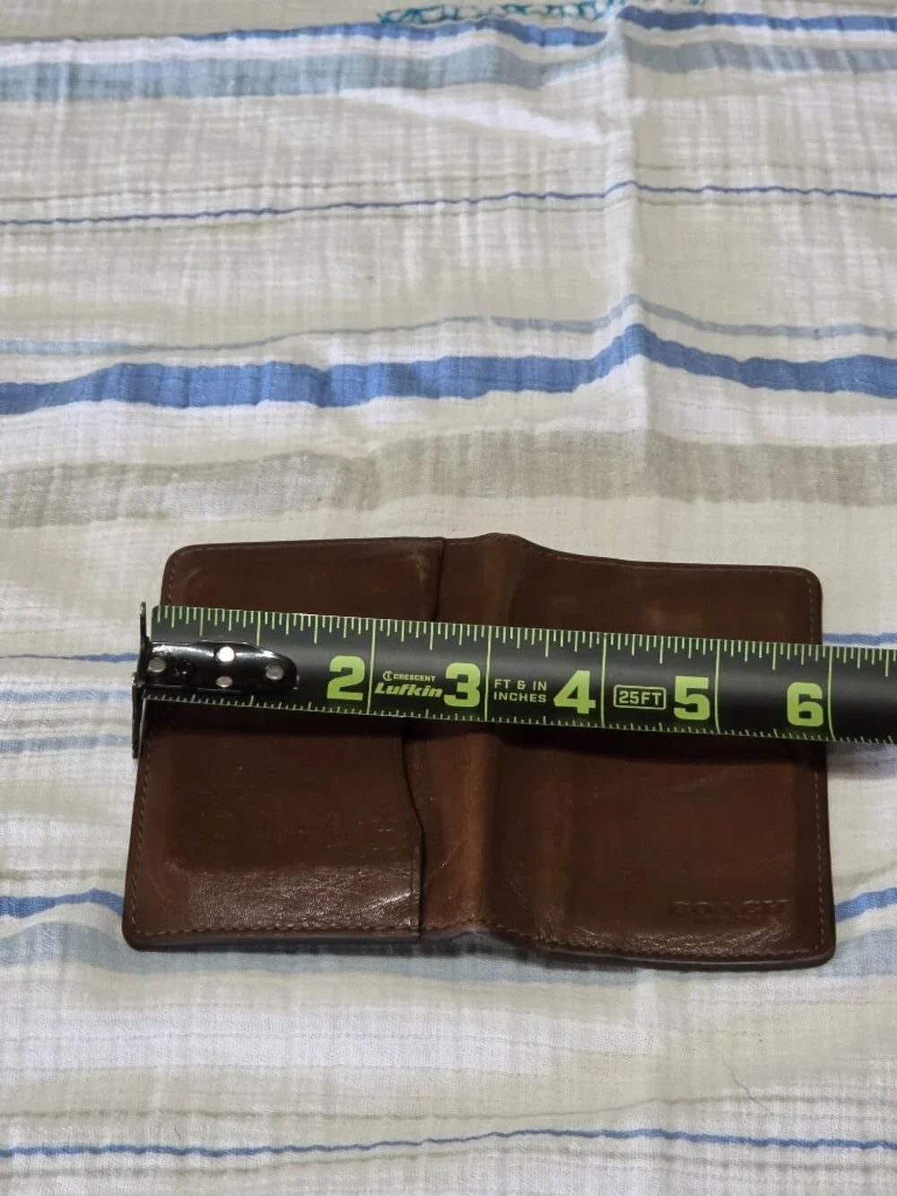 COACH 2244 Heritage Sport Calf Leather Bifold Card Case Wallet Brown Vintage Loo